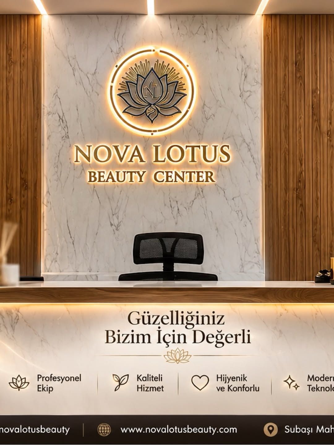 Nova Lotus Beauty Center resepsiyon alanı - Hatay Defne
